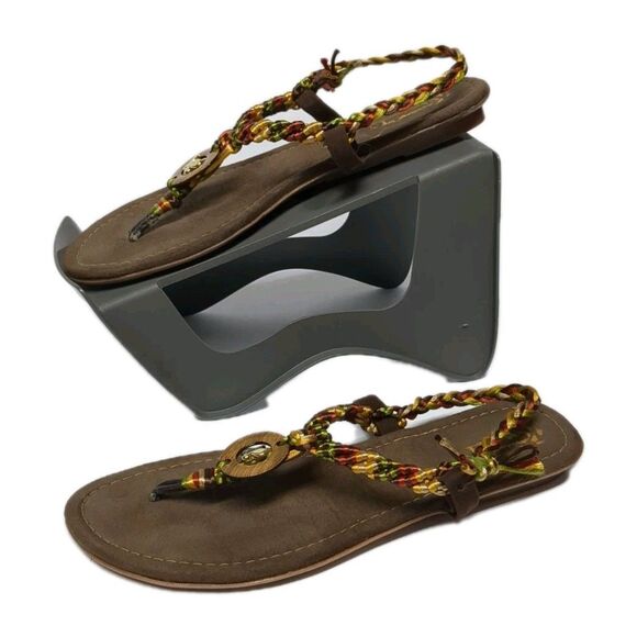 Kavanda Sandals Women 9 Braided Staps Multicolor Butterfly Thong Open Flats Boho - Picture 2 of 9